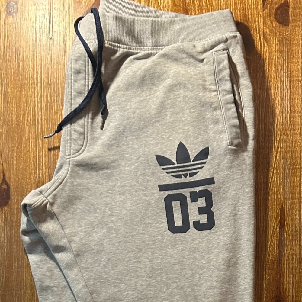 Adidas Originals Sweatpants 2XL – Grey, Trefoil Logo, “03” Graphic, Joggers